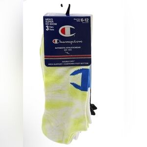 Champion Men’s Super No Show Socks 3 Pairs Men 6-12 White Black Arch Support New